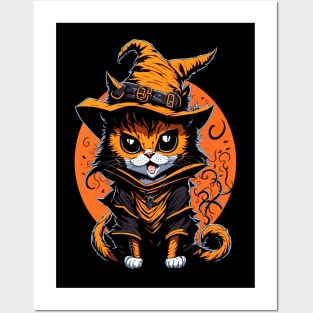 happy halloween black cat witcher Posters and Art